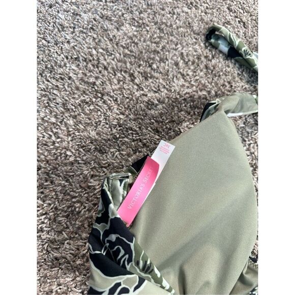 victorias secret swim bikini top green funky abstract floral print underwire 36C - Picture 4 of 4